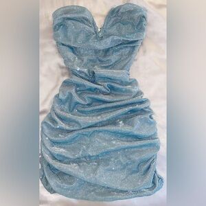 Shimmering Blue Ruched Dress